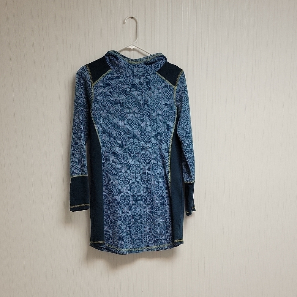 Prana Roma Hooded Dress Small Teal & Green Long Sleeves outdoor athleisure fall